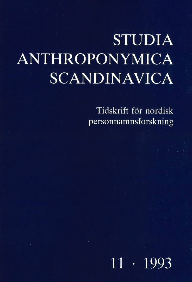 Studia Anthroponymica Scandinavica 1993