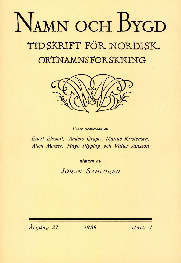Namn och bygd 1939, häfte 1