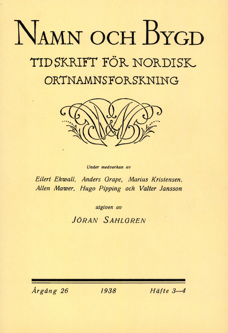Namn och bygd 1938, häfte 3–4
