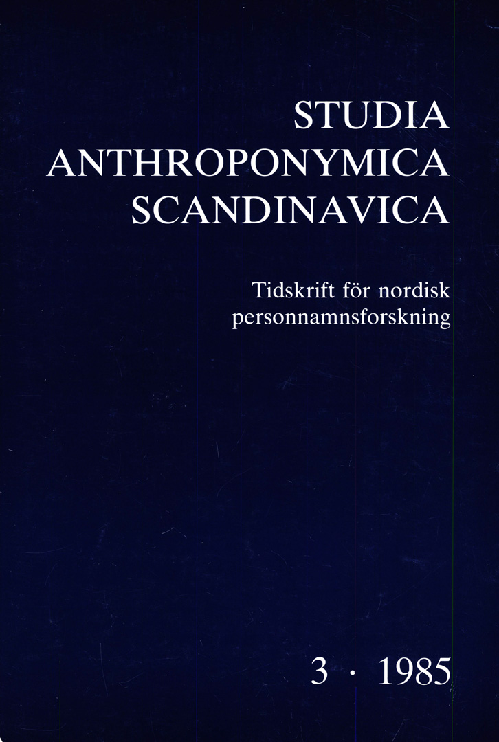 Studia Anthroponymica Scandinavica 1985