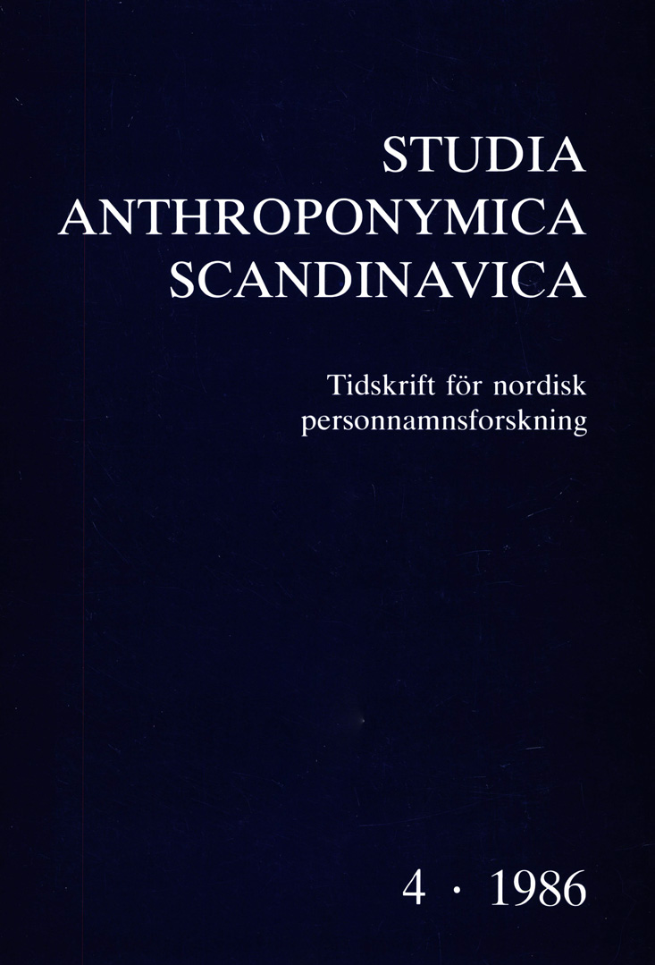 Studia Anthroponymica Scandinavica 1986