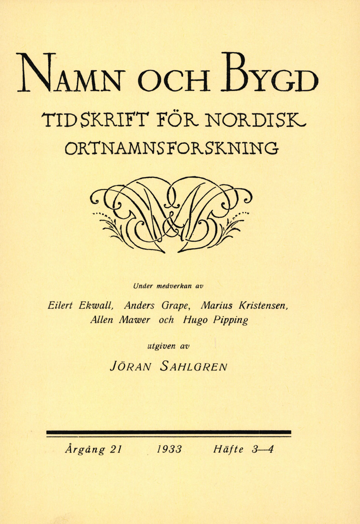 Namn och bygd 1933, häfte 3–4