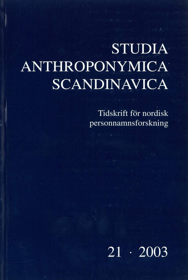 Studia Anthroponymica Scandinavica 2003