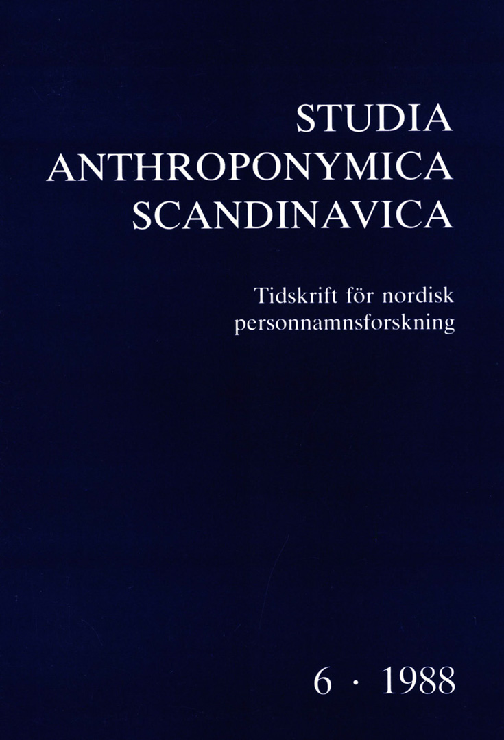 Studia Anthroponymica Scandinavica 1988