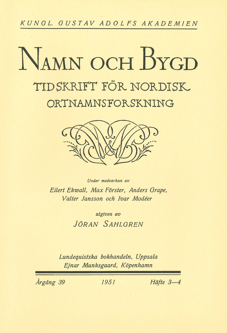 Namn och bygd 1951, häfte 3–4