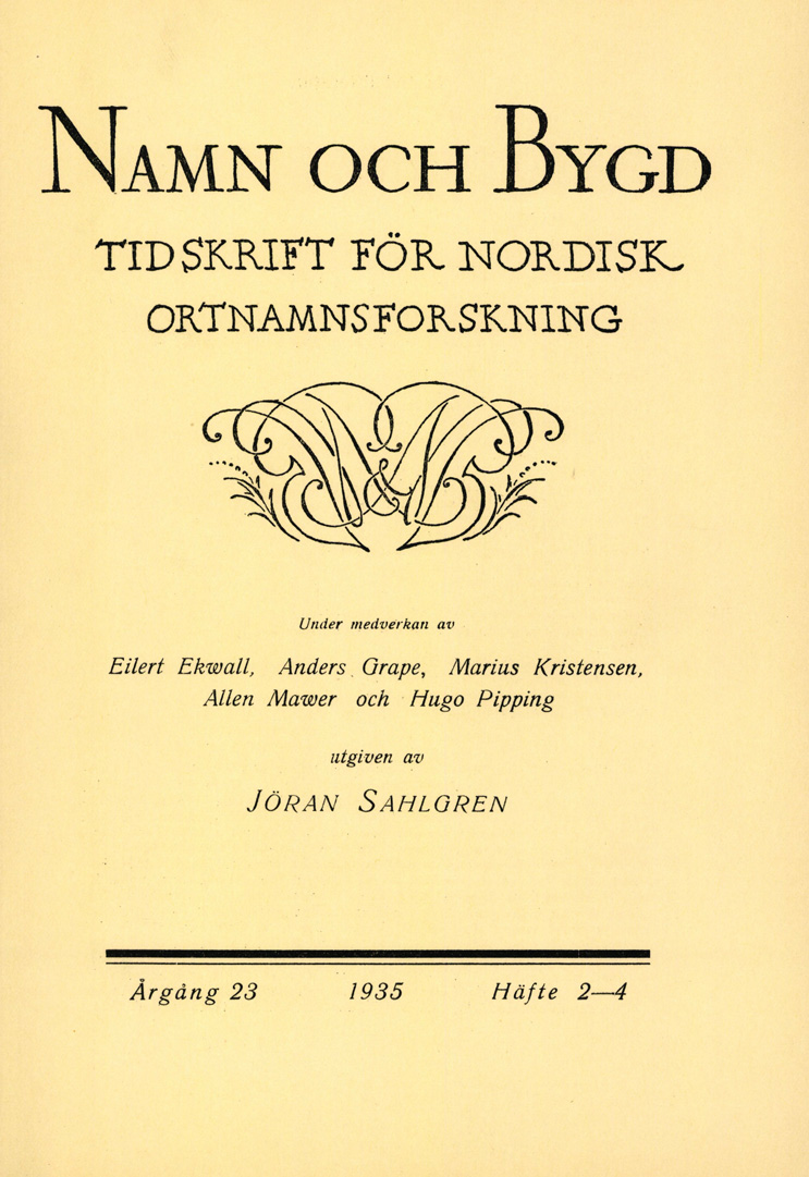 Namn och bygd 1935, häfte 2–4