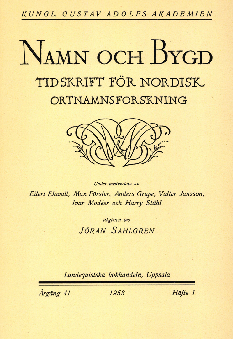 Namn och bygd 1953, häfte 1