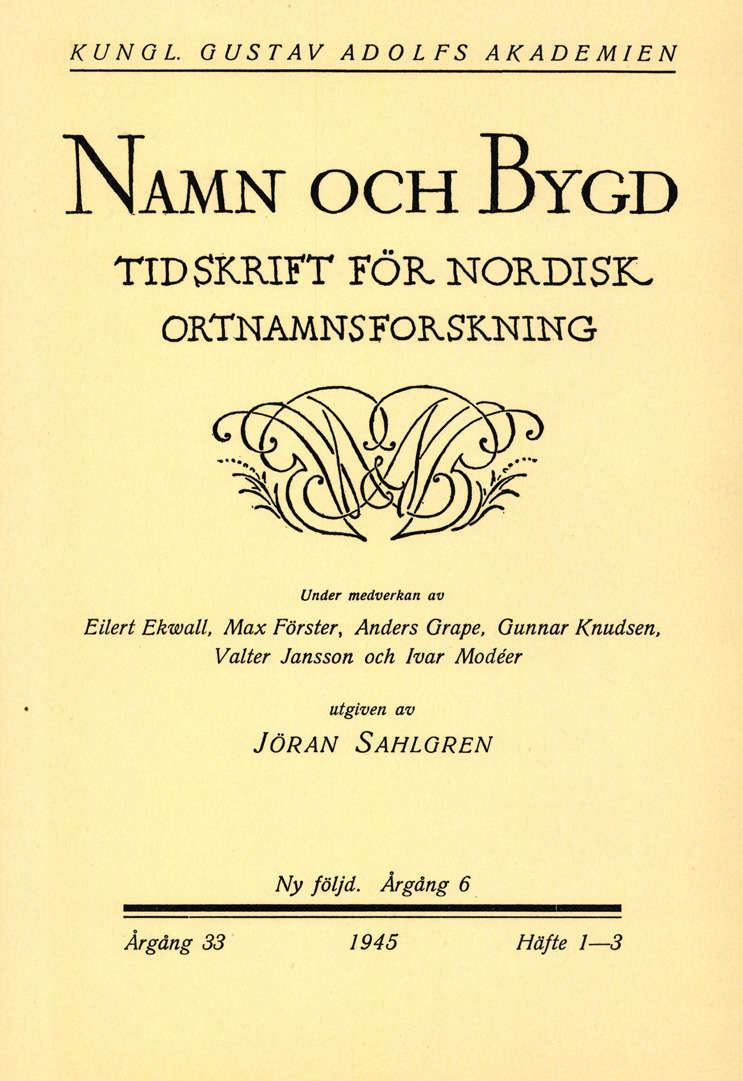 Namn och bygd 1945, häfte 1–3