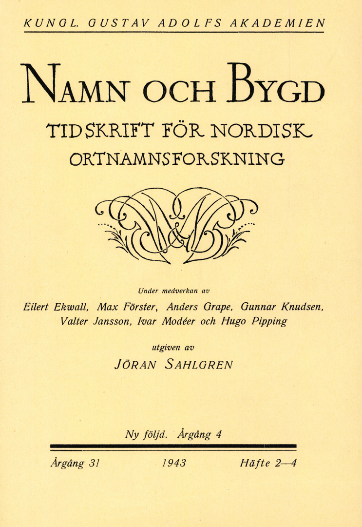  Namn och bygd 1943, häfte 2–4