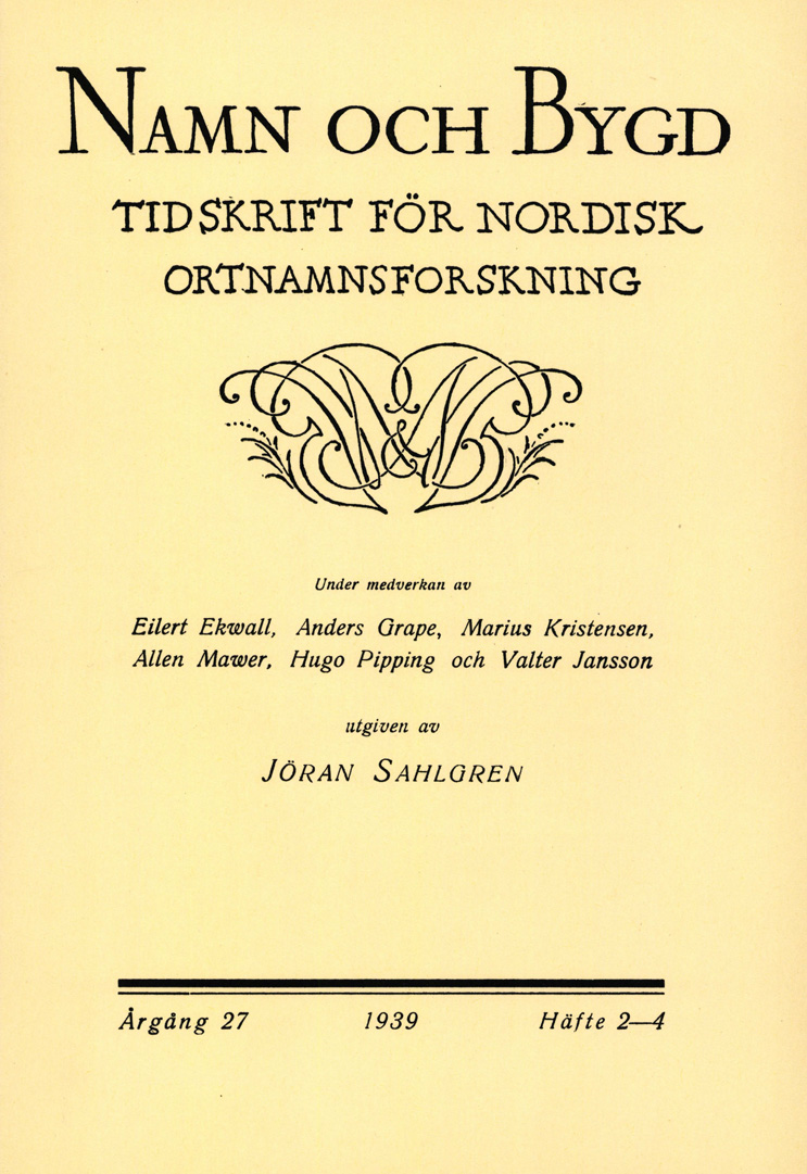 Namn och bygd 1939, häfte 2–4