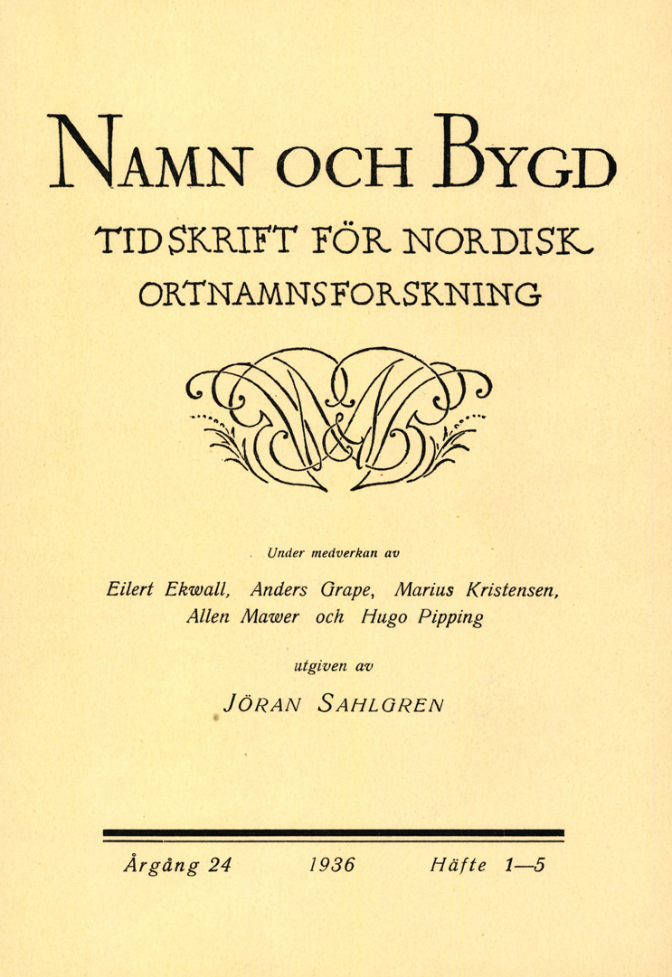 Namn och bygd 1936, häfte 1–5