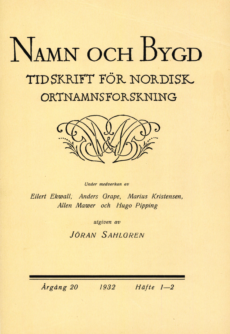 Namn och bygd 1932, häfte 1–2