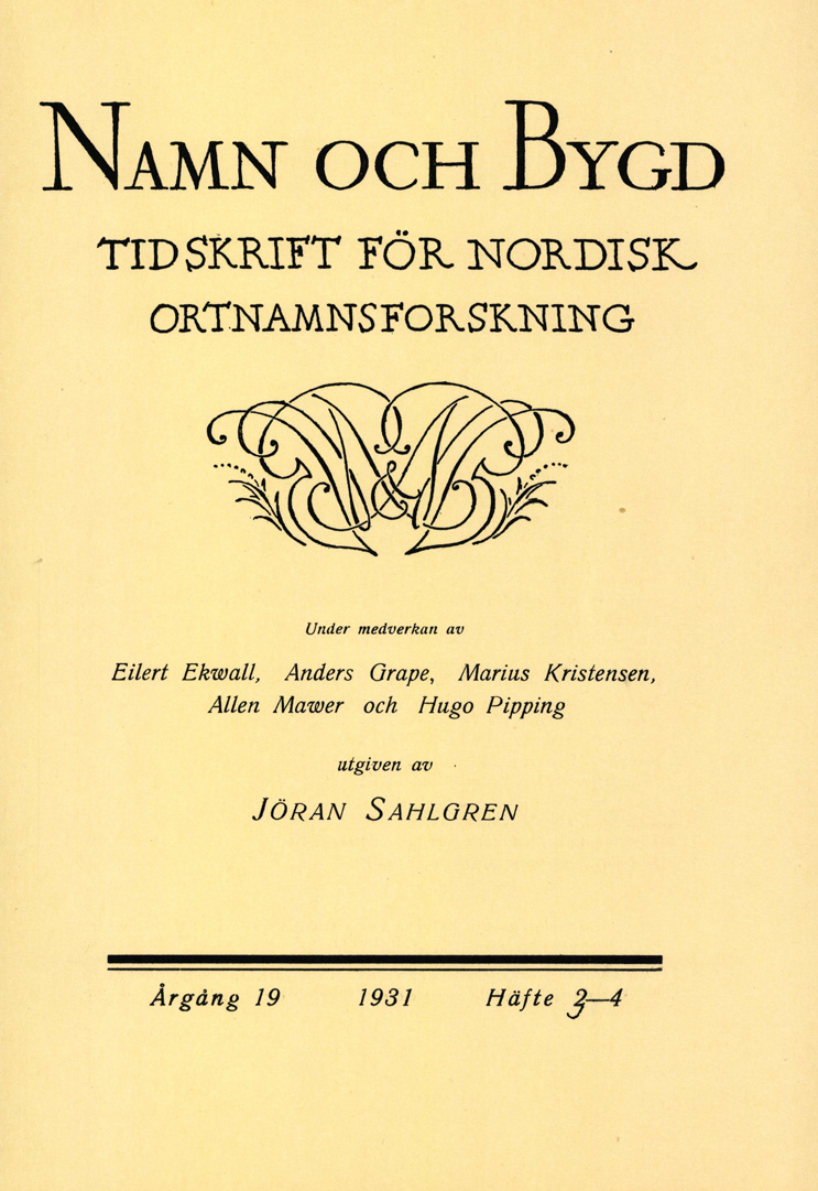 Namn och bygd 1931, häfte 3–4